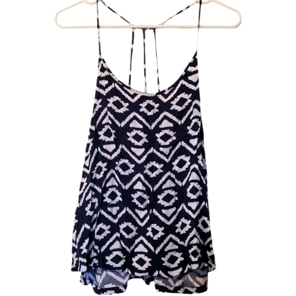 No Boundaries Aztec Blue and White Crisscross Camisole Size Large - Picture 1 of 8